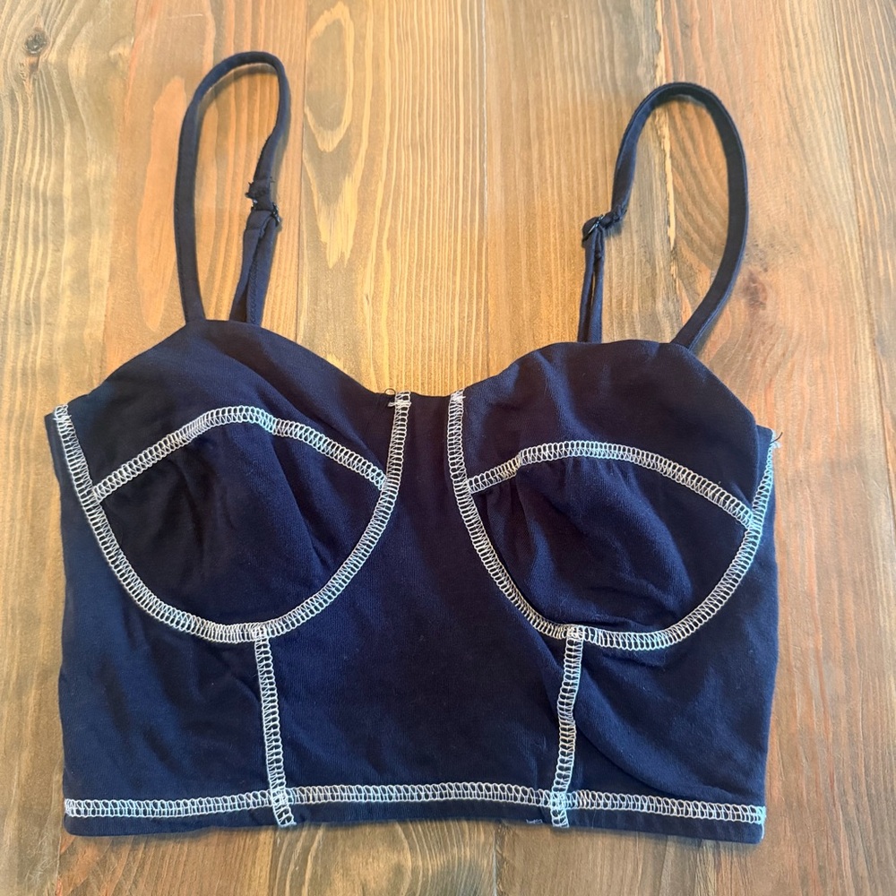 Forever 21 contrast seam bustier‎ crop top